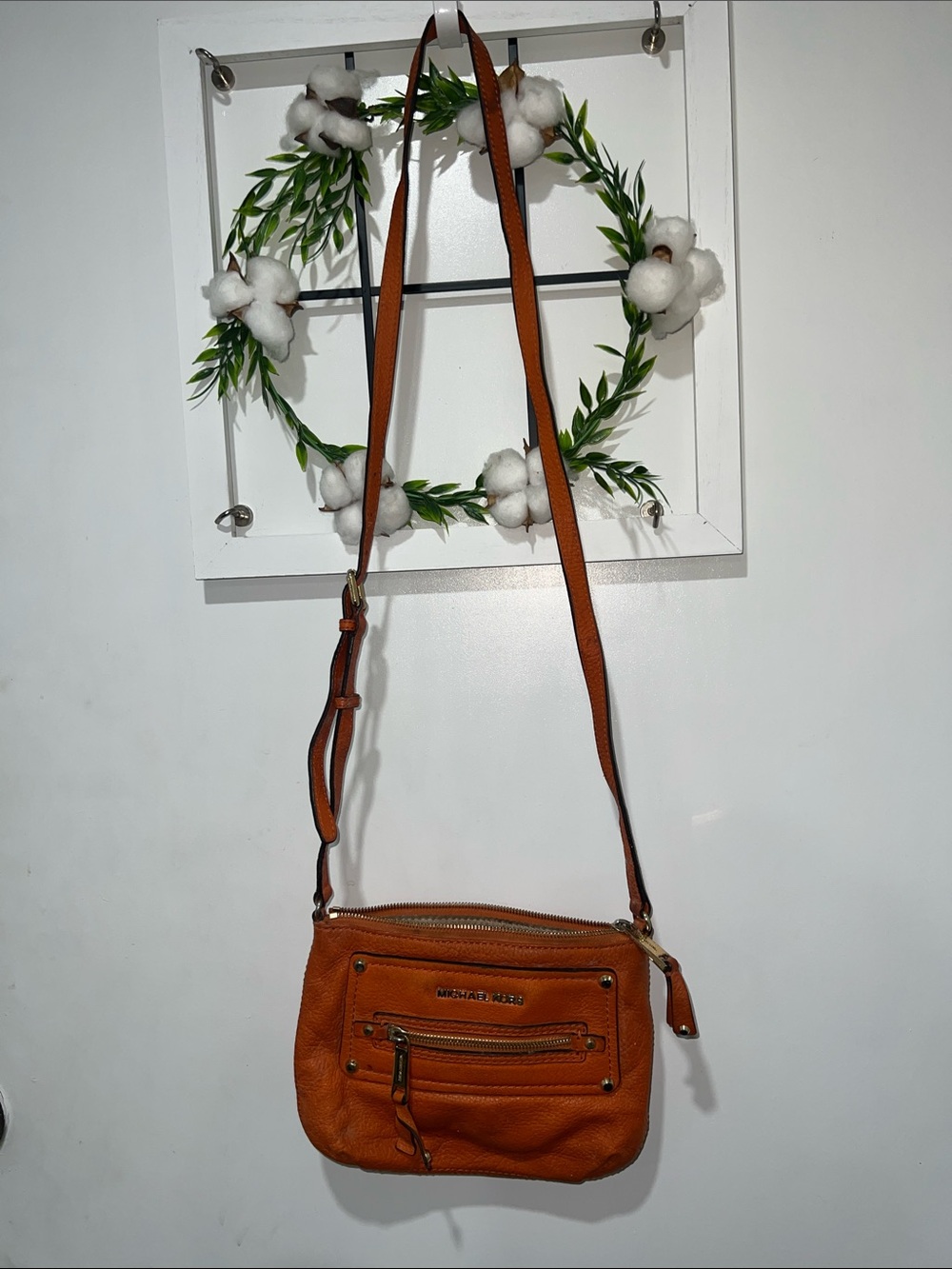 Michael Kors Pebbled Leather Crossbody in Cognac
